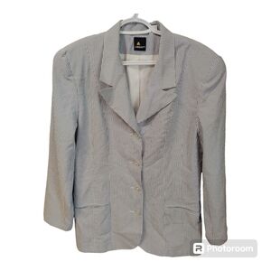 LIZSPORT Structured Pinstripe Button Down Blazer Size 10